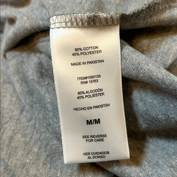 Champion Unisex Long Sleeve Hoodie Tee | Oxford Heather Gray Blue Logo T-Shirt M - Picture 5 of 6